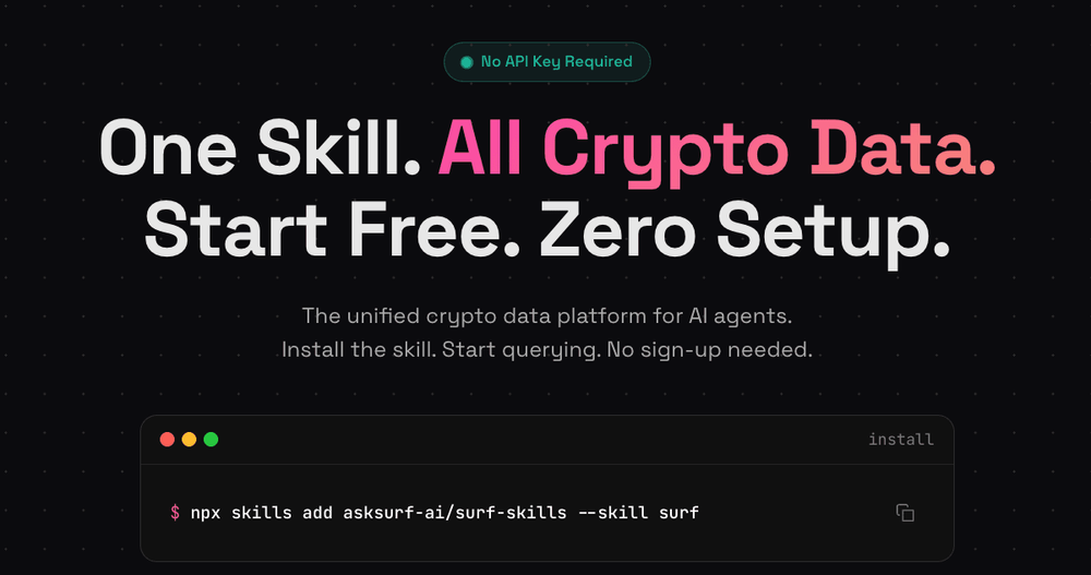 Surf Skill: The Crypto Data API for AI Agents